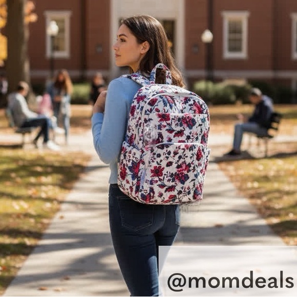 Vera Bradley Handbags - Set 2 Vera Bradley Essential Large Backpack  Vineyard Floral + Zip ID & Lanyard